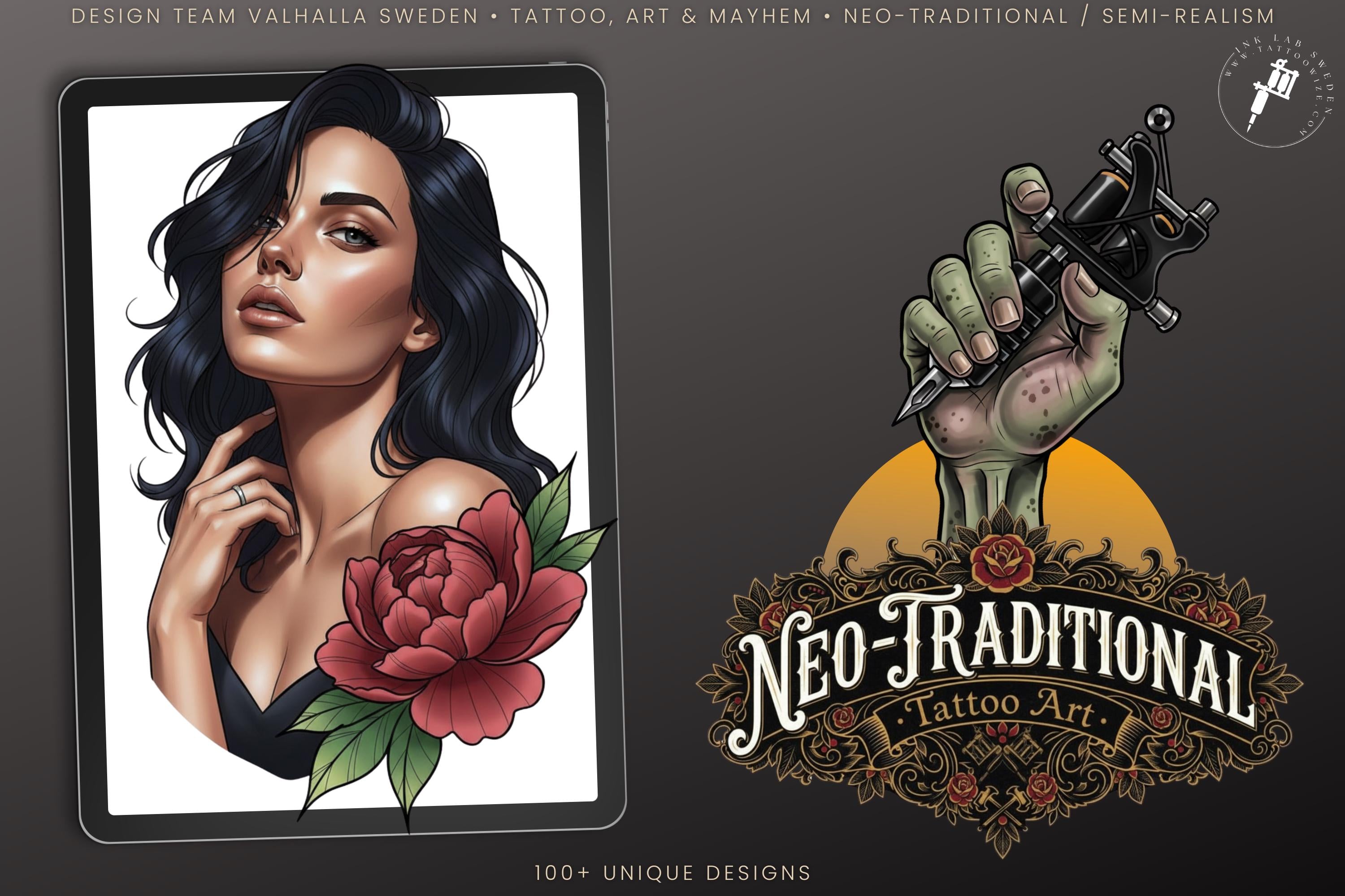 Neo-traditional Stencils vol.2 - custom art, (digital download) 100+ Procreate stamp brushes