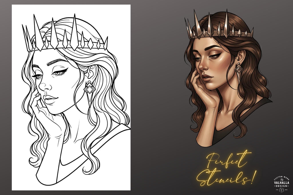 Neo-traditional Stencils vol.2 - custom art, (digital download) 100+ Procreate stamp brushes