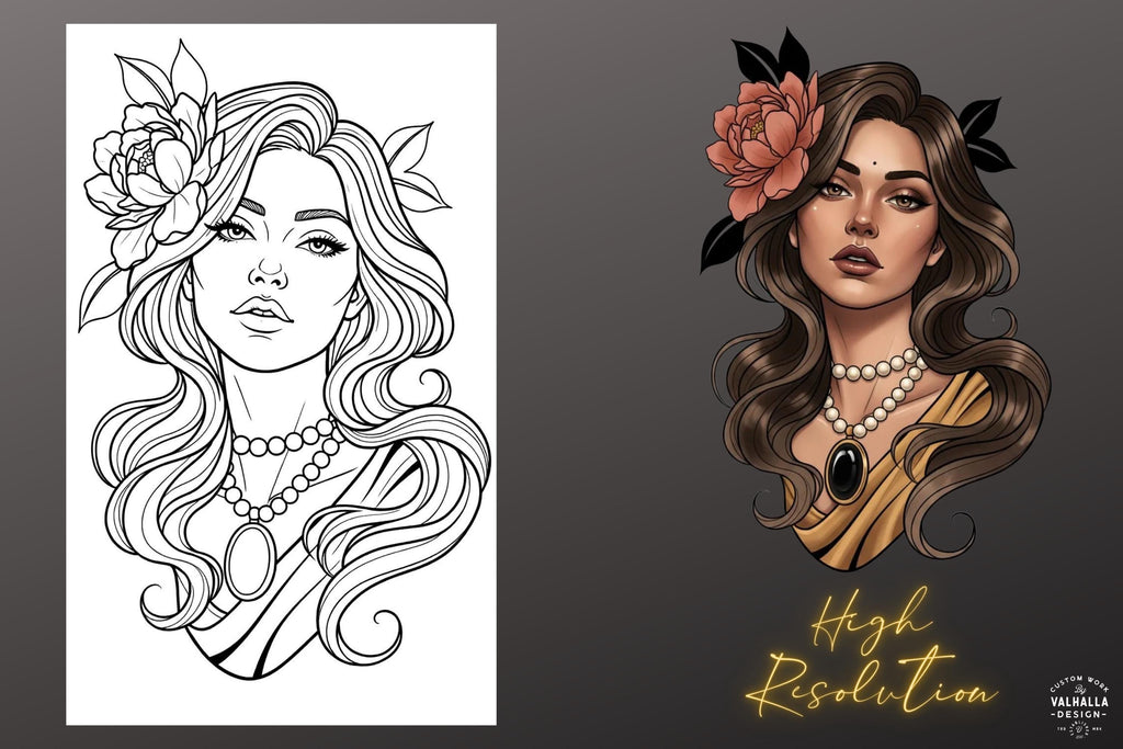 Neo-traditional Stencils vol.2 - custom art, (digital download) 100+ Procreate stamp brushes