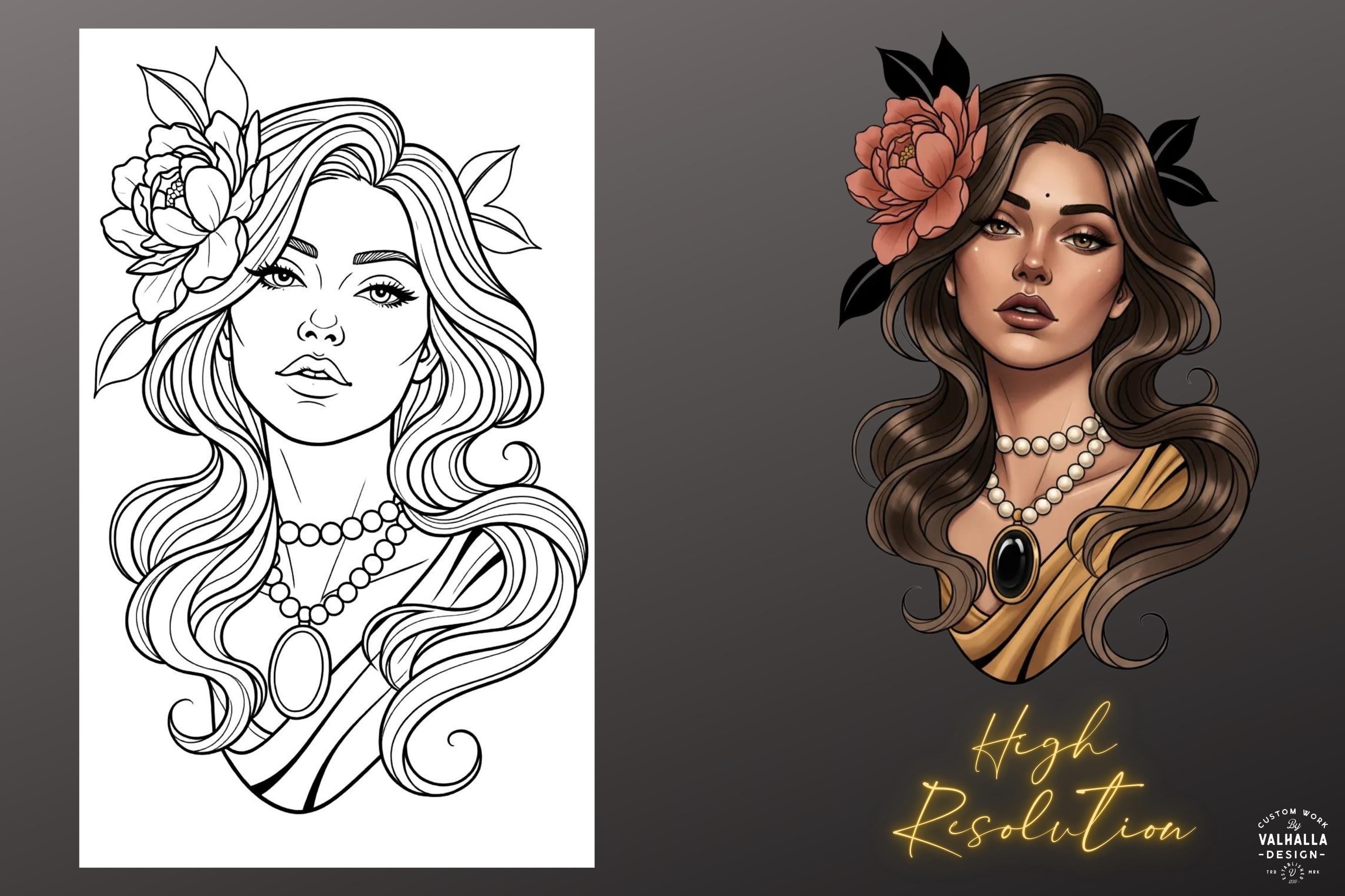 Neo-traditional Stencils vol.2 - custom art, (digital download) 100+ Procreate stamp brushes