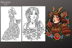 Procreate Tattoo Stamp Brushes, Traditional ladies vol.2 ~ 70 designs
