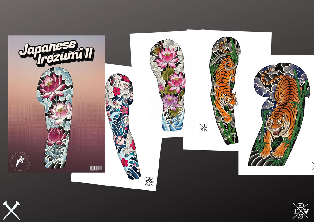 Japanese Traditional Sleeves, 4 irezumi bundles, sleeve stencils, Pdf, png & Procreate design bundle