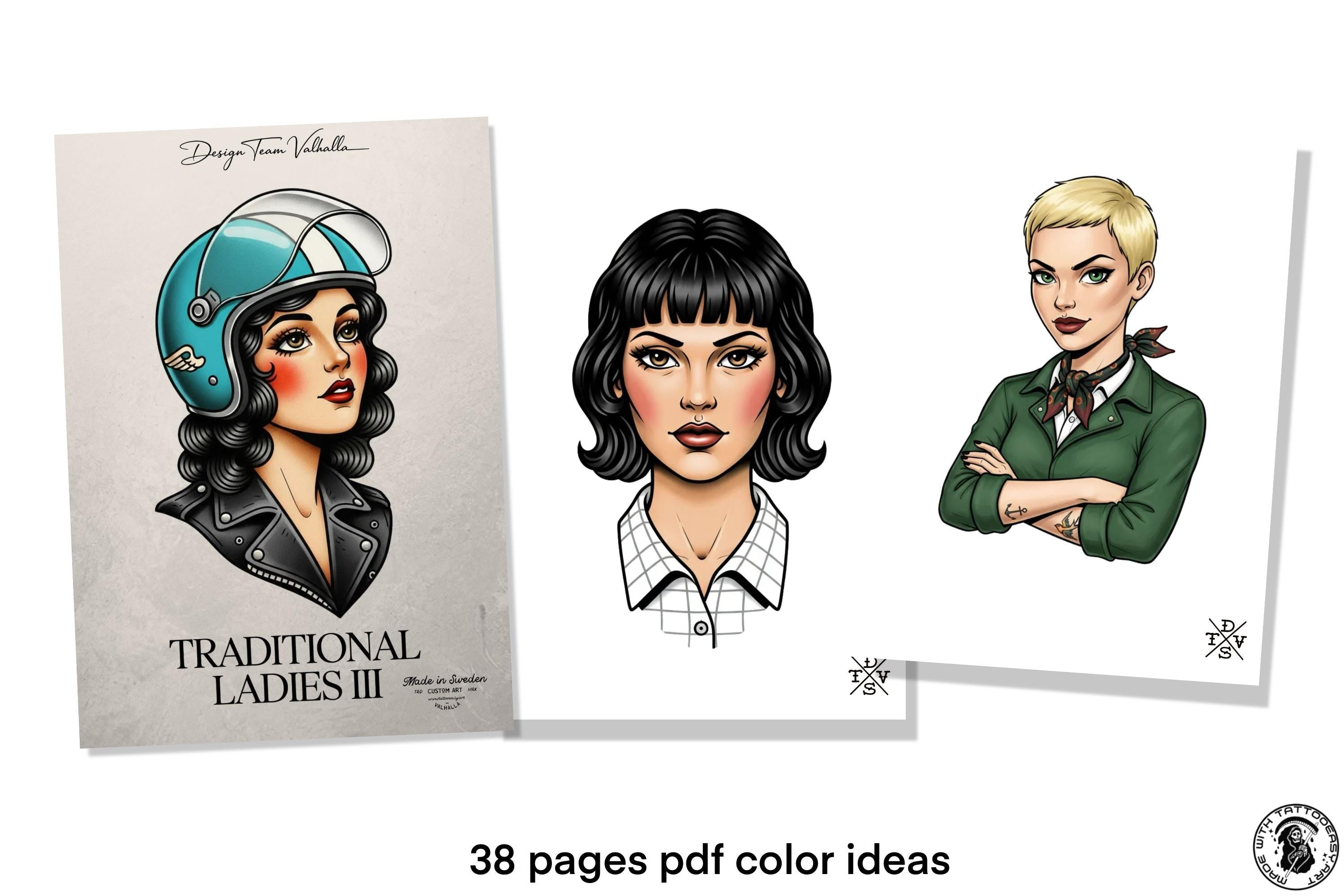Traditional ladies volume 3, tattoo flash art 85 ladies