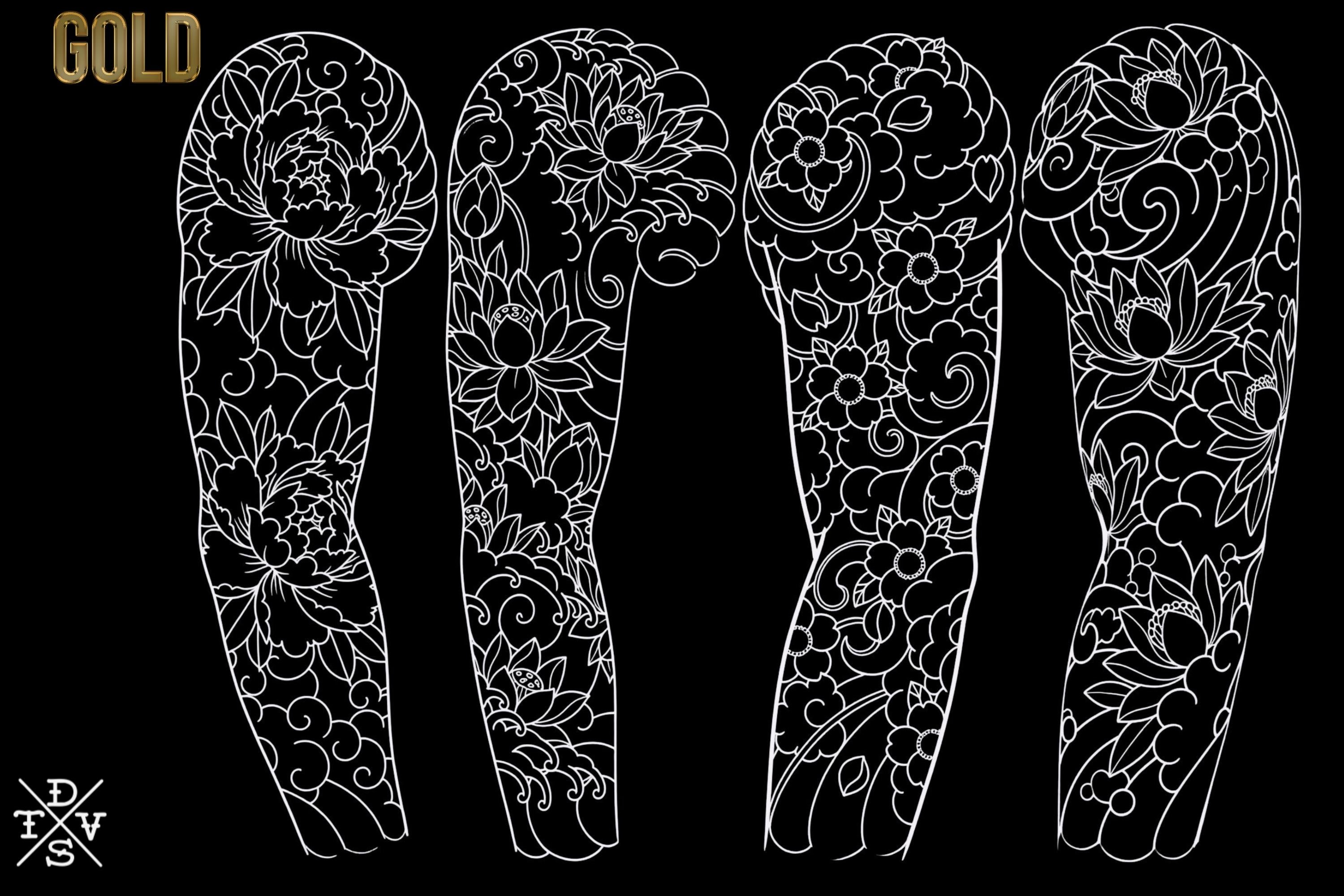 Procreate Japanese Traditional Tattoo Designs (Sleeves, flowers & Chest)