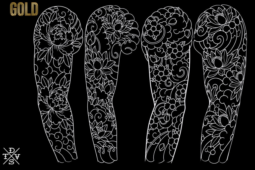 Procreate Japanese Traditional Tattoo Designs (Sleeves, flowers & Chest)