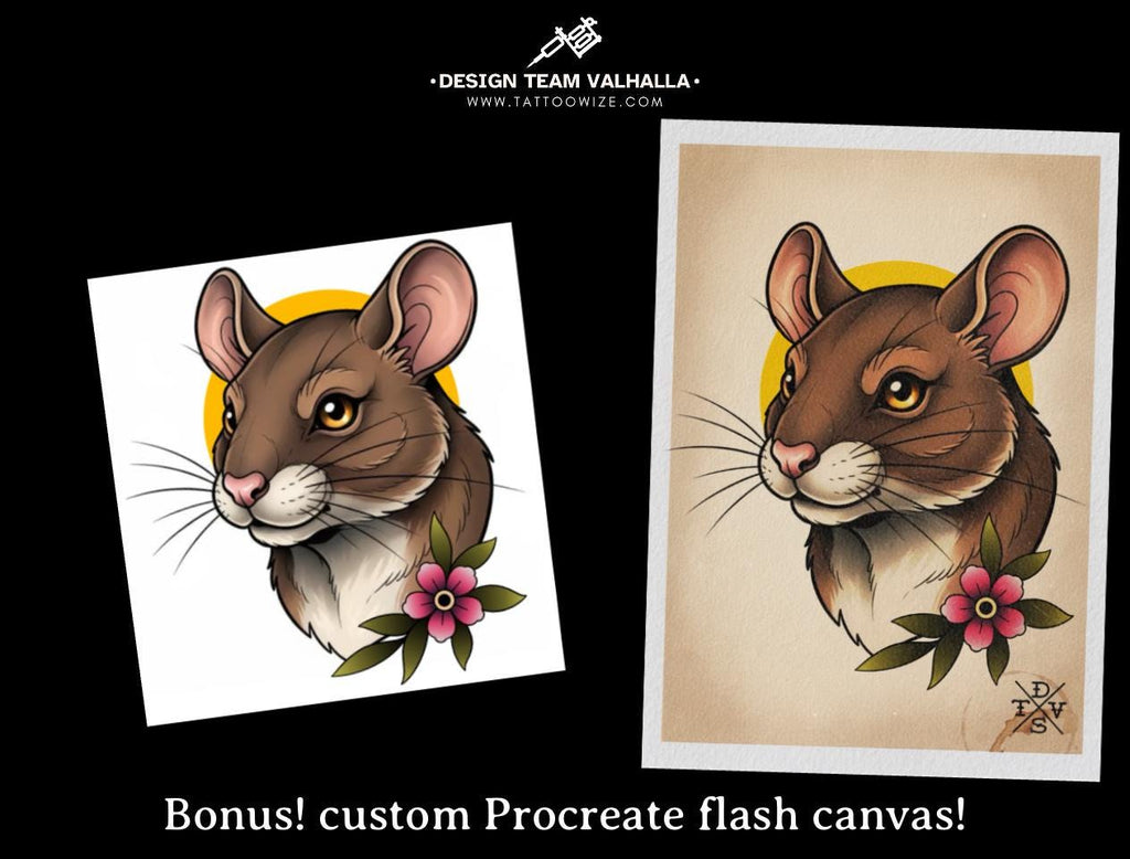 Neo Traditional Animal Tattoo Design Reference Kit, Procreate Brushset & PNG, Flash Stamps for Artists