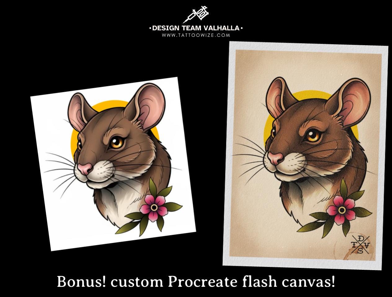 Neo Traditional Animal Tattoo Design Reference Kit, Procreate Brushset & PNG, Flash Stamps for Artists