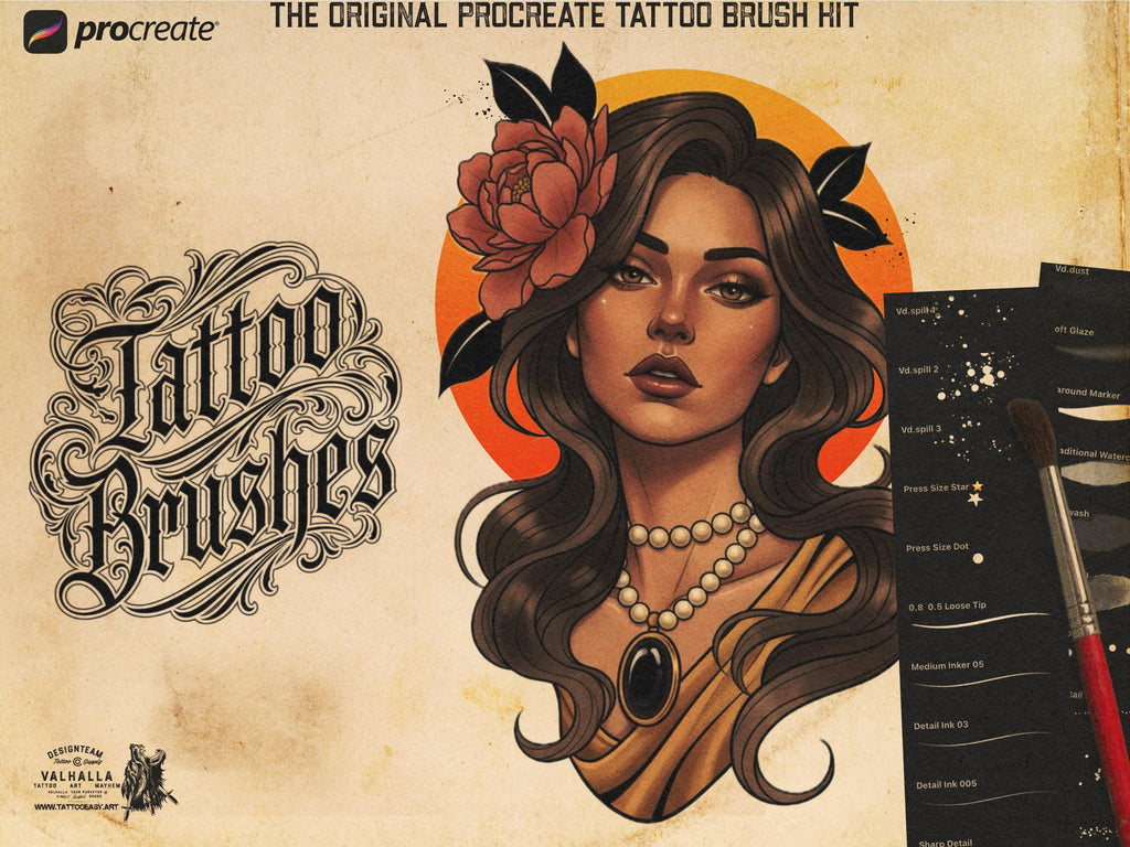 160 custom built Tattoo Brushes for Procreate, Dtv Sweden