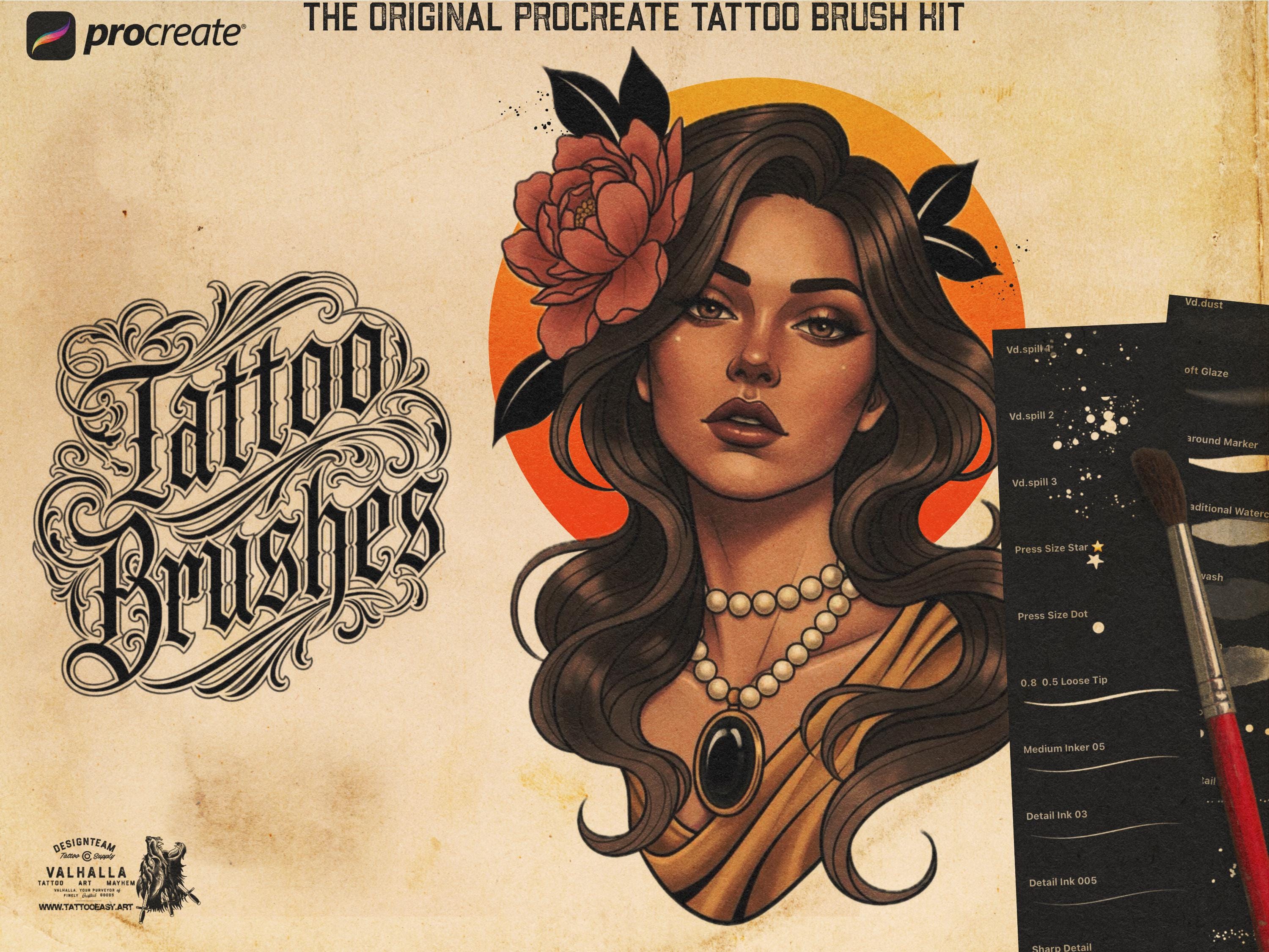 160 custom built Tattoo Brushes for Procreate, Dtv Sweden