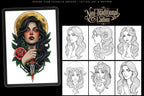 Neo-Traditional Tattoo References, Procreate Stamps & Flash Art, Procreate/Photoshop 300+