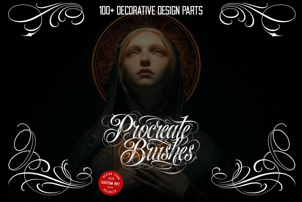 Tattoo Lettering Bundle for Procreate – Chicano Blackletter Fonts, Custom Script Brushes & PNG Lettering Pack