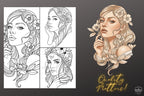 Neo-traditional Stencils vol.2 - custom art, (digital download) 100+ Procreate stamp brushes