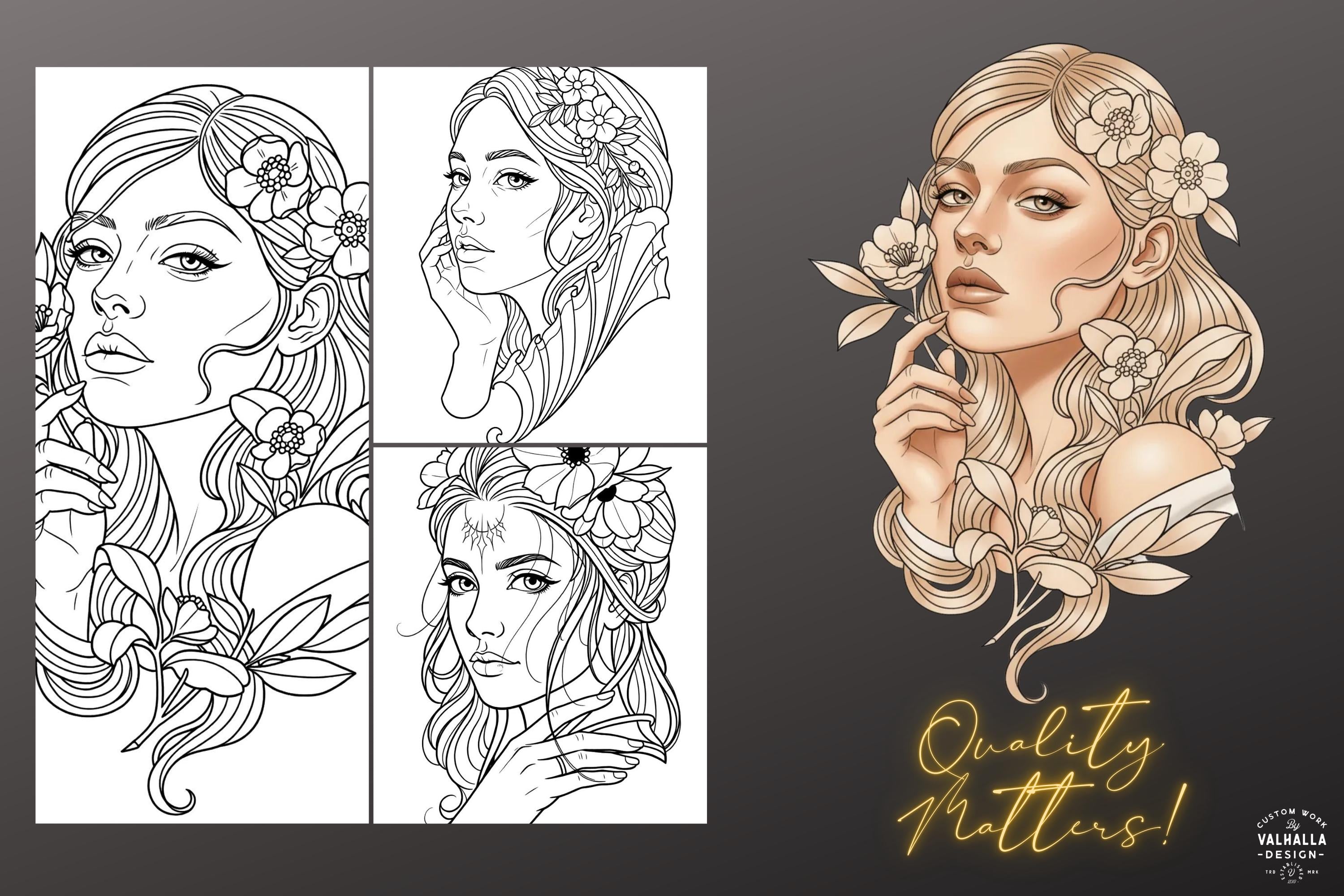 Neo-traditional Stencils vol.2 - custom art, (digital download) 100+ Procreate stamp brushes