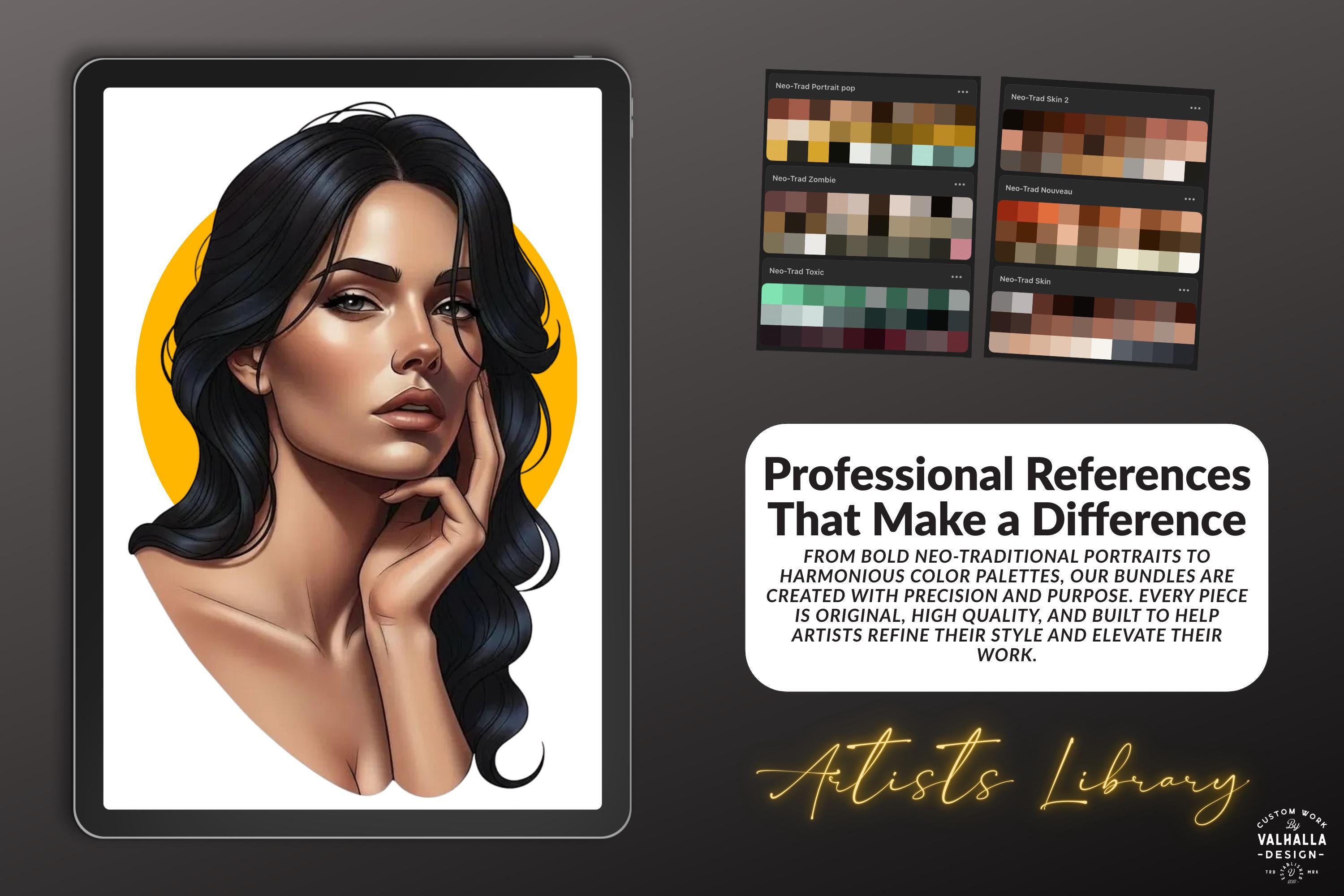 Neo-traditional Stencils vol.2 - custom art, (digital download) 100+ Procreate stamp brushes
