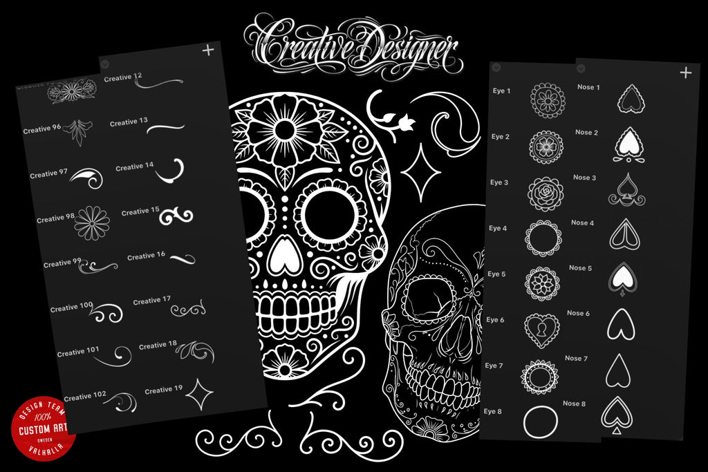 Sugar skulls, Creative bundle for Procreate, Construction kit Día de los Muertos