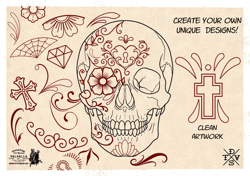 Sugar skulls, Creative bundle for Procreate, Construction kit Día de los Muertos