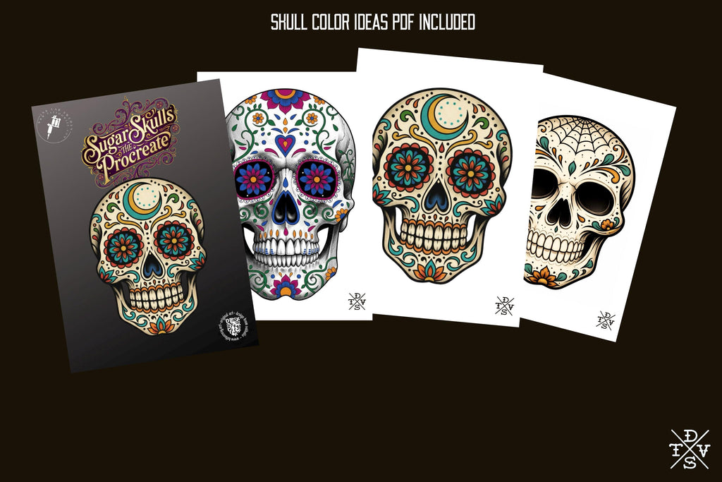 Sugar skulls, Creative bundle for Procreate, Construction kit Día de los Muertos
