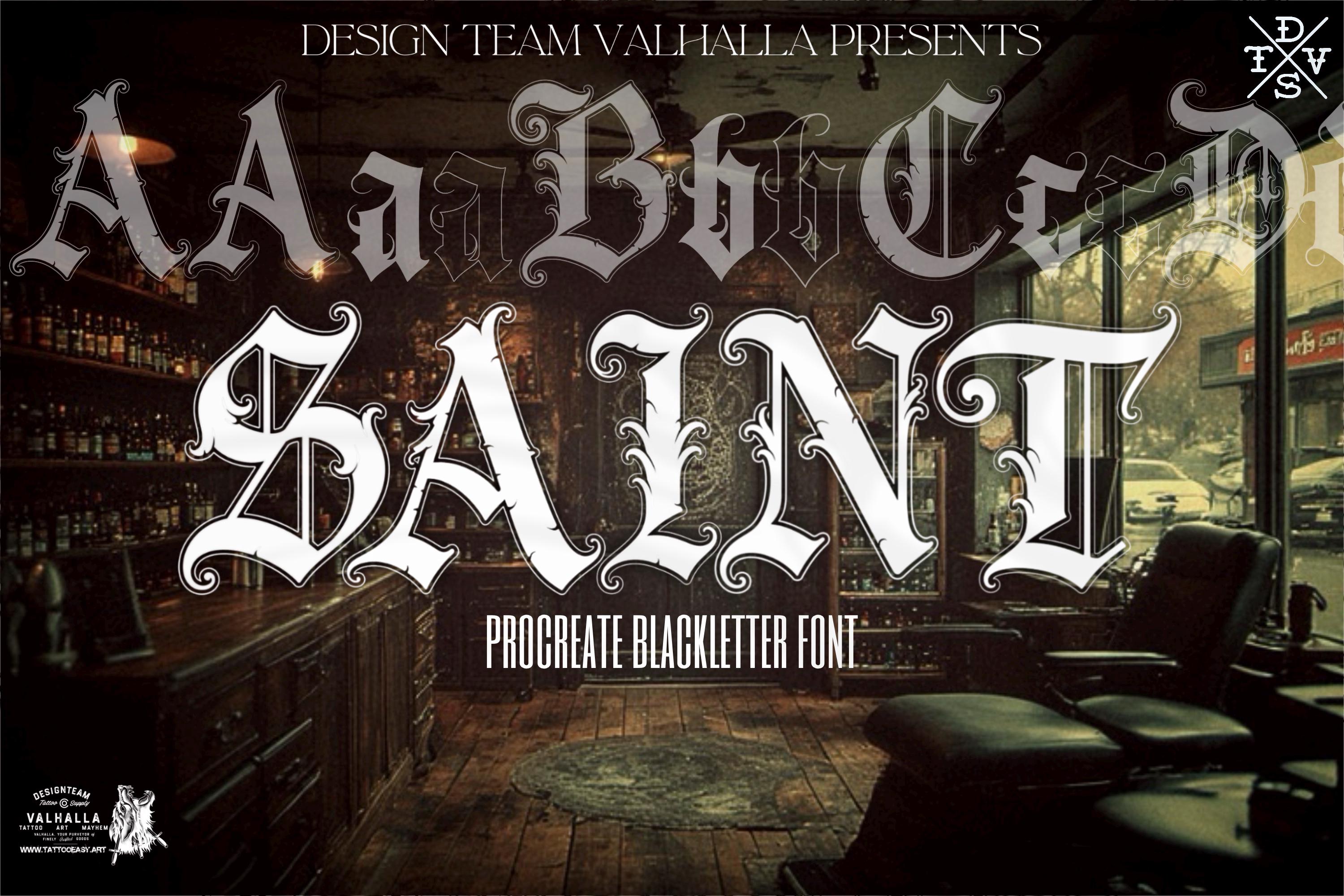 Blackletter Procreate Stamp Brushes | Gothic Tattoo Lettering Design Kit