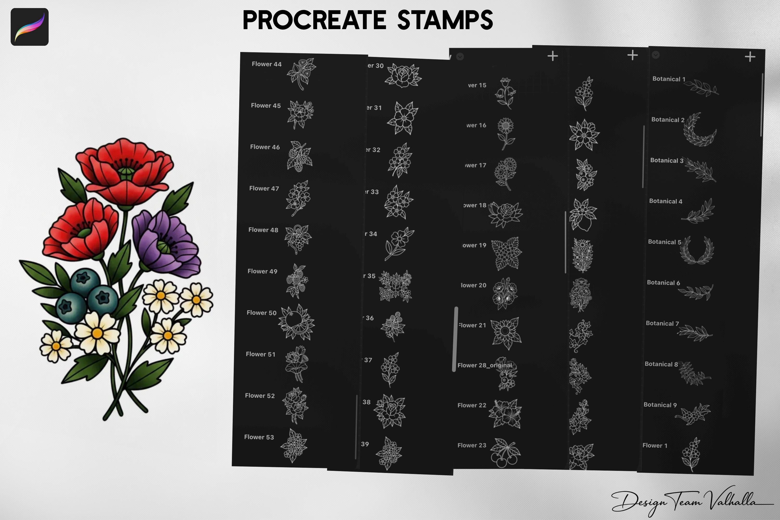 Botanical ~ creative coloring - custom art, digital download for Procreate