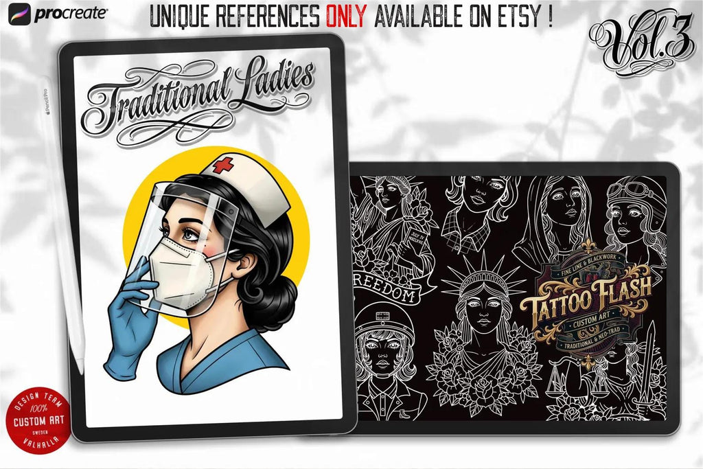 Traditional ladies volume 3, tattoo flash art 85 ladies