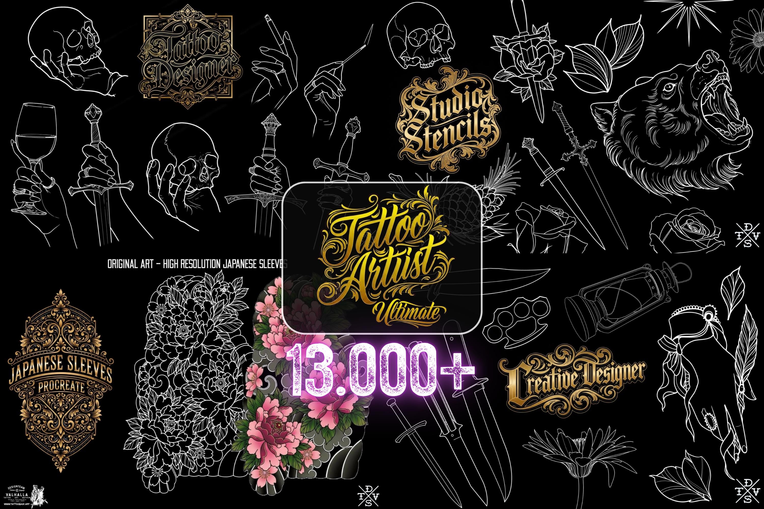 The Tattoo Artist Ultimate, 13500k+ Creative tattoo art toolkit XXL ( digital download )