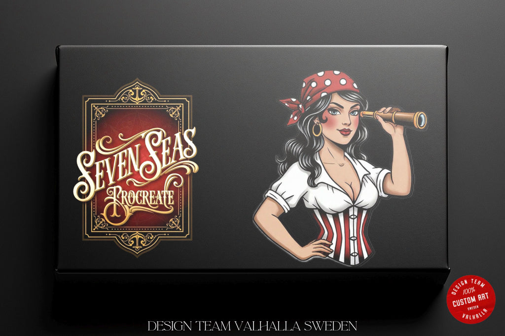 Traditional Nautical Tattoo Design kit - Procreate & PNG | 220+ Classic marine old-school Tattoo stencils