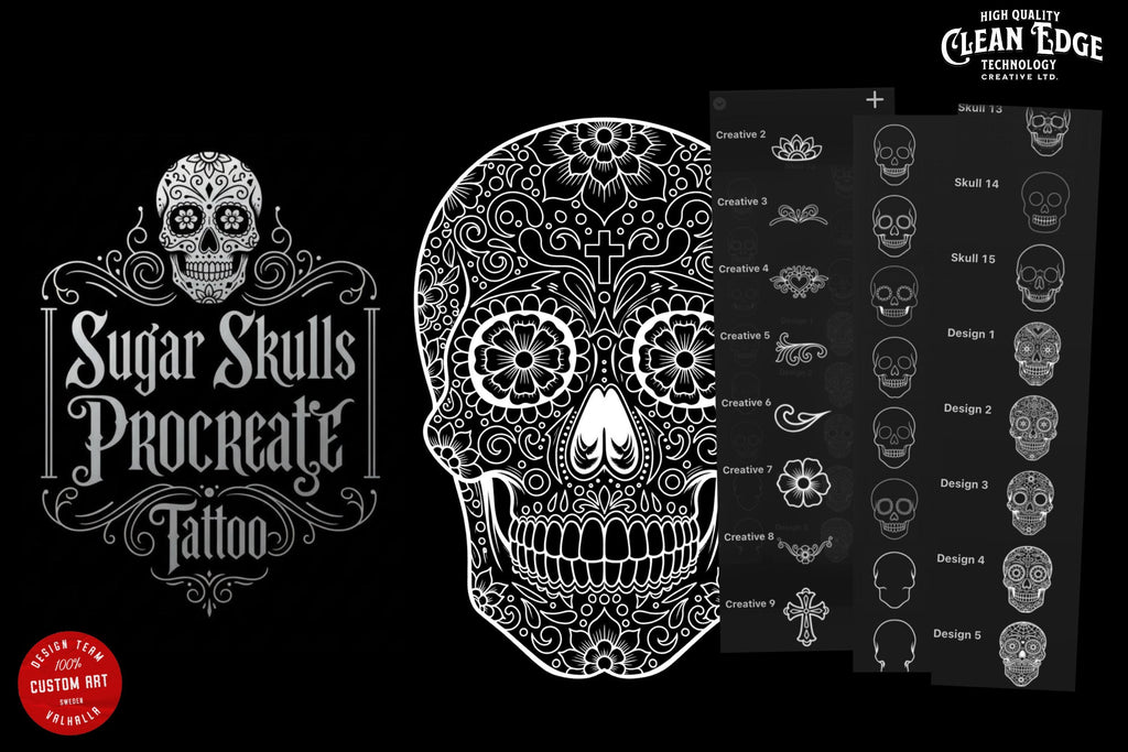 Sugar skulls, Creative bundle for Procreate, Construction kit Día de los Muertos