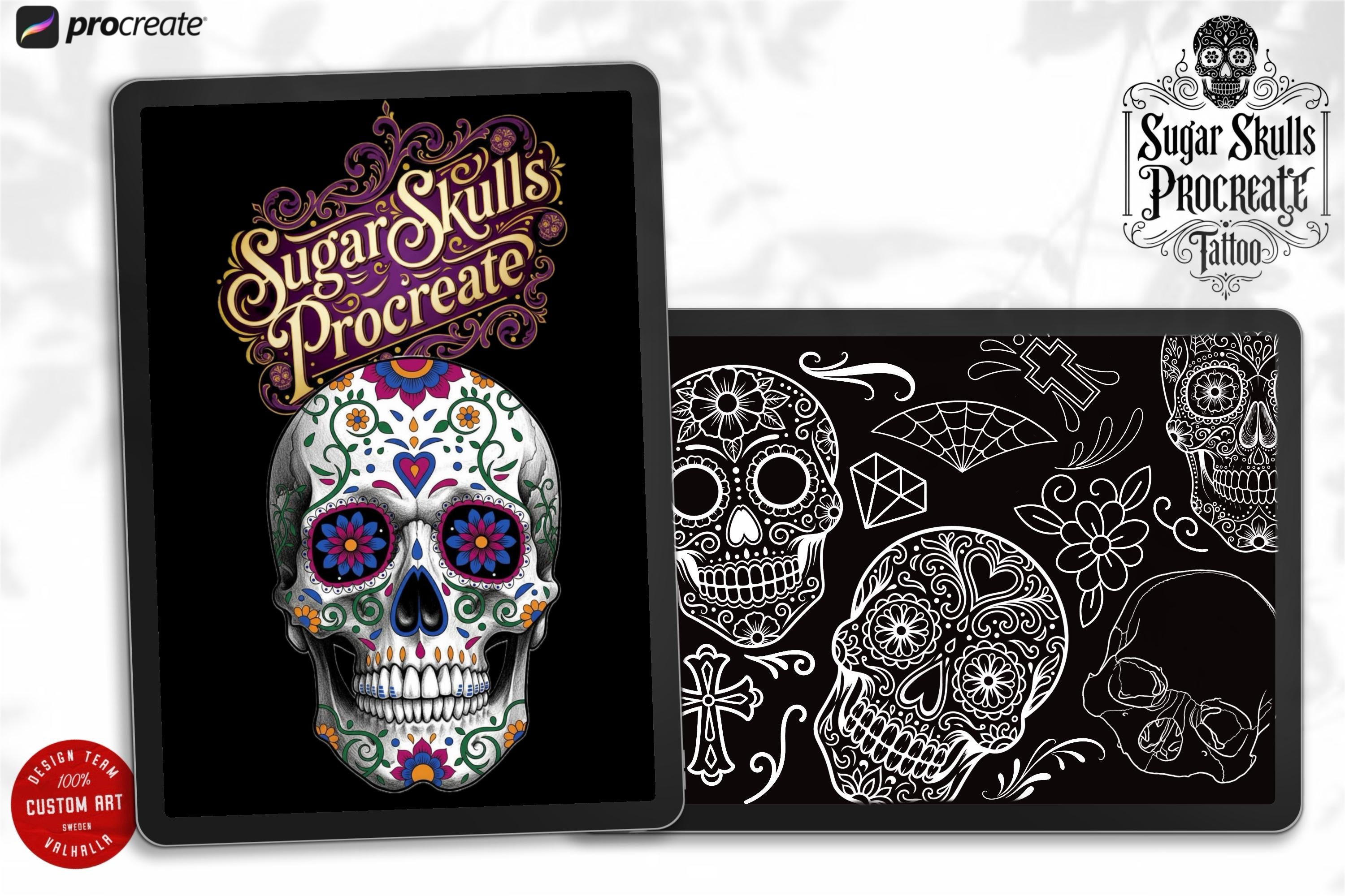 Sugar skulls, Creative bundle for Procreate, Construction kit Día de los Muertos