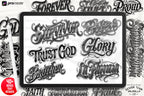 Blackletter Procreate Stamp Brushes | Gothic Tattoo Lettering Design Kit