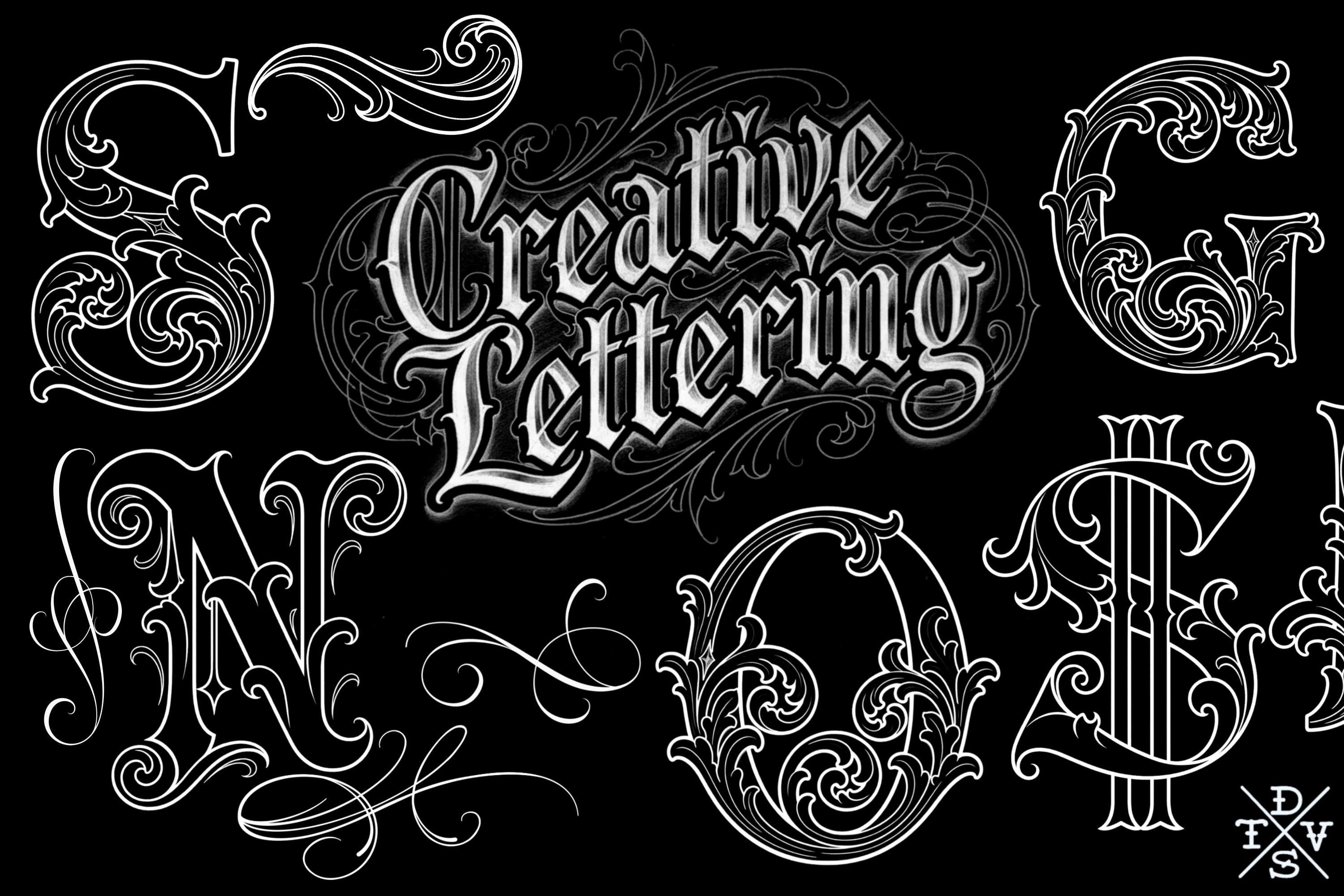 Procreate Tattoo Lettering Kit, Chicano Blackletter Fonts, 1200+ Stamps & Brushes