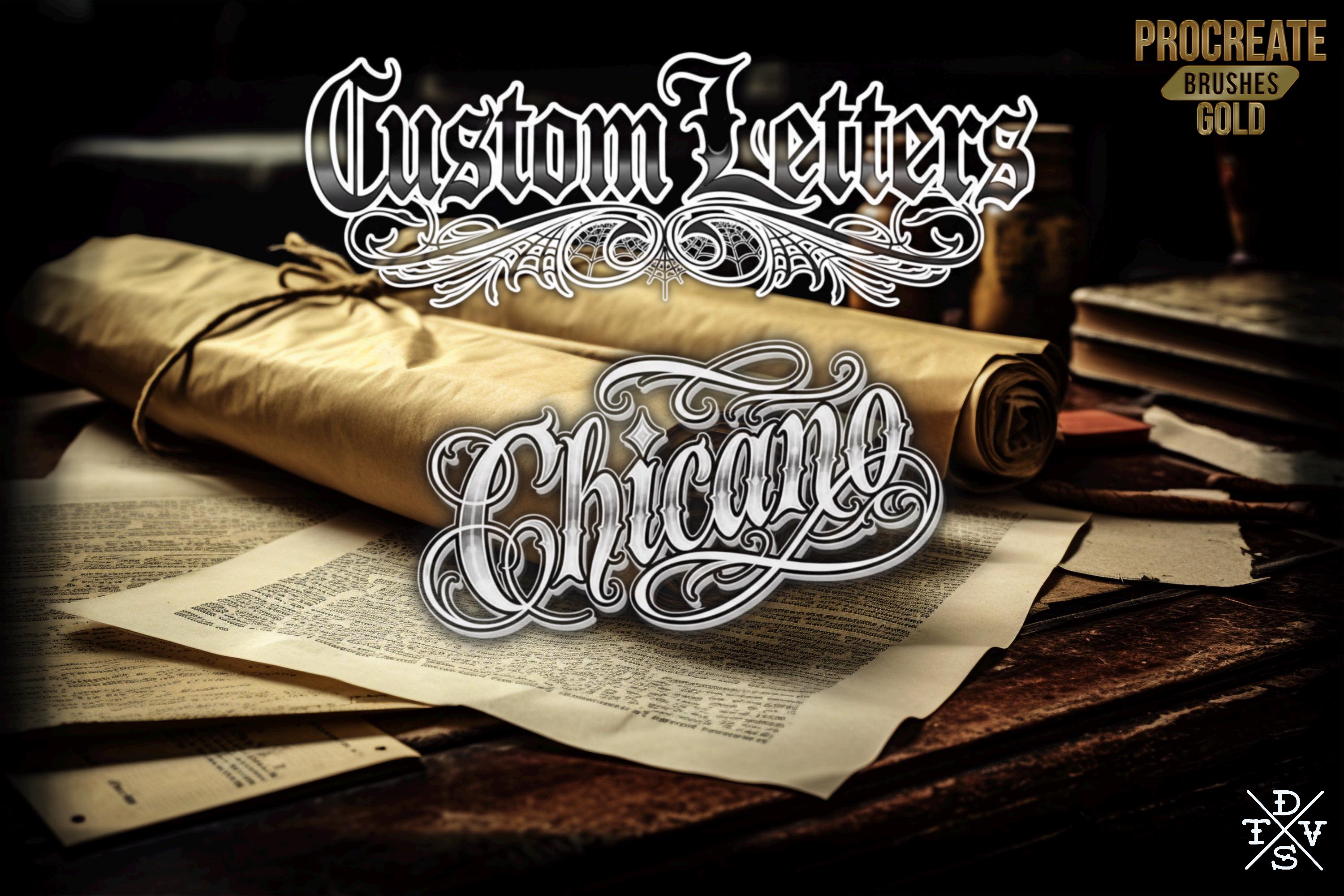 Procreate Tattoo Lettering Kit, Chicano Blackletter Fonts, 1200+ Stamps & Brushes