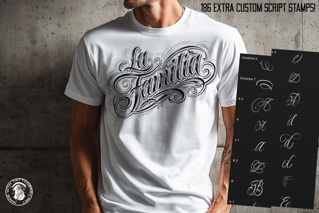 Chicano Lettering kit - Procreate XL | Cholo ( digital download ) Tattoo Fonts design kit