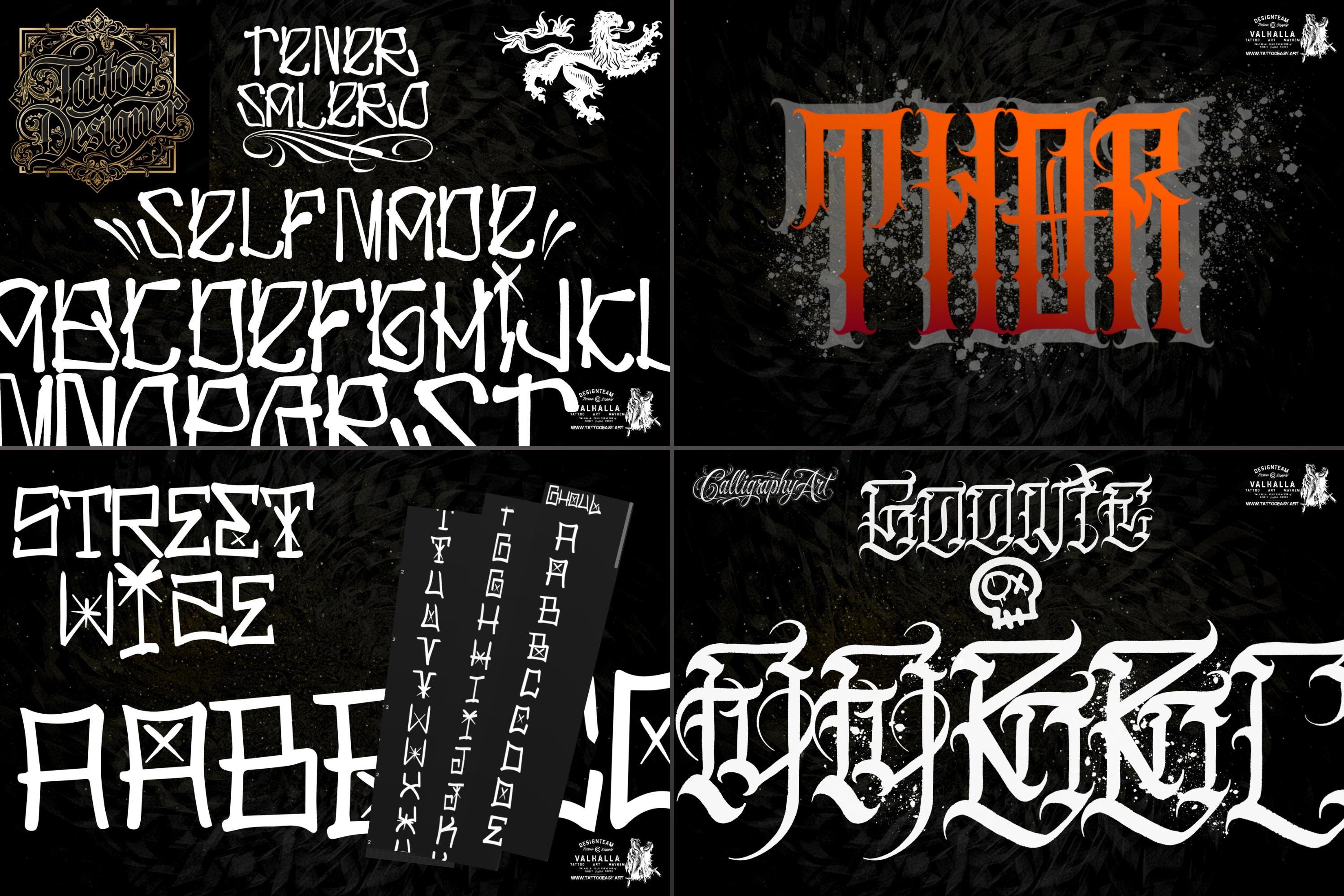 Procreate Tattoo Lettering Kit, Chicano Blackletter Fonts, 1200+ Stamps & Brushes