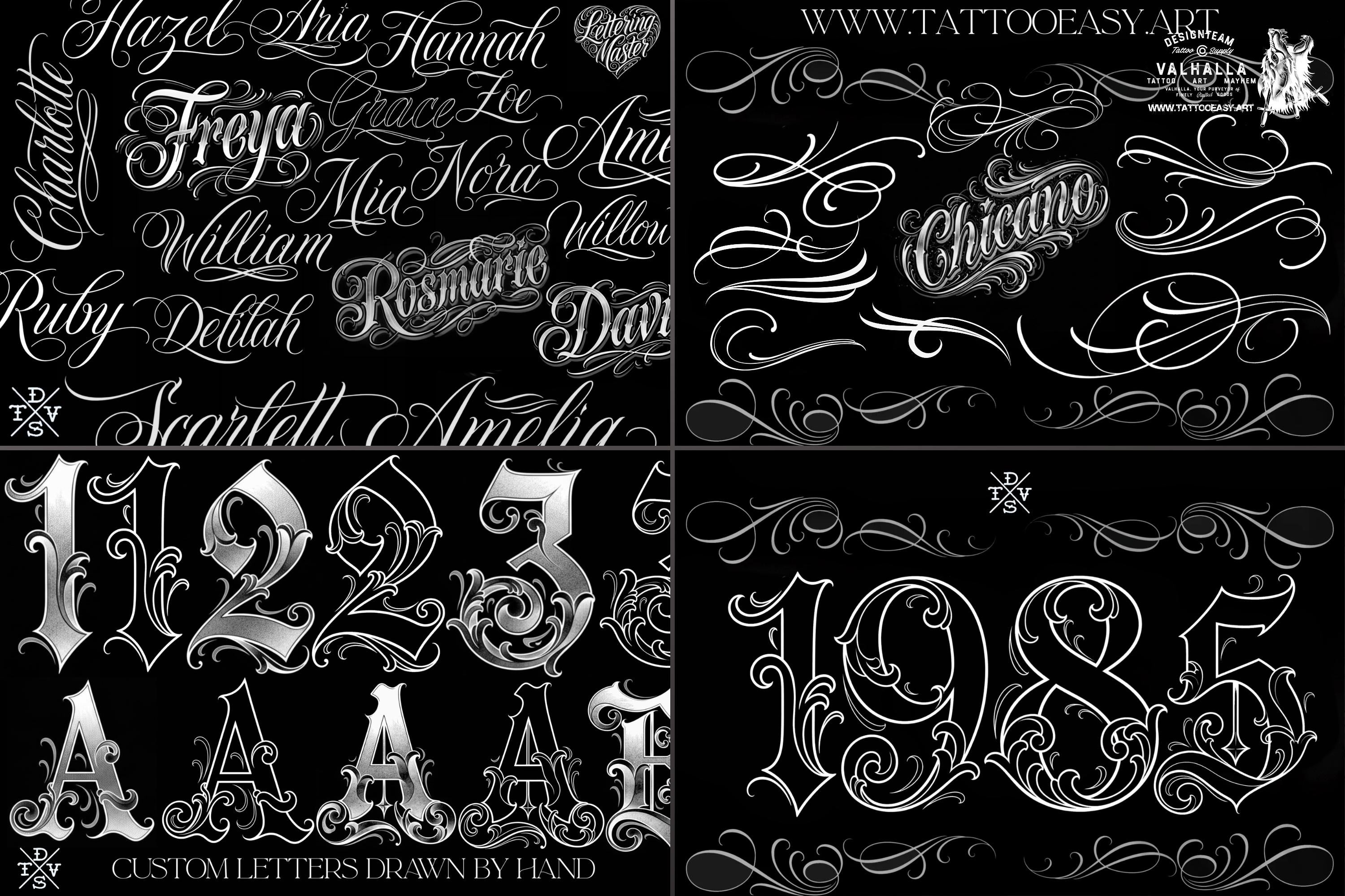 Procreate Tattoo Lettering Kit, Chicano Blackletter Fonts, 1200+ Stamps & Brushes
