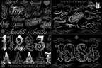 Procreate Tattoo Lettering Kit, Chicano Blackletter Fonts, 1200+ Stamps & Brushes