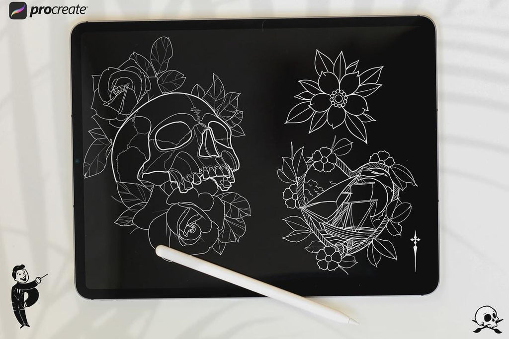 Procreate Traditional tattoo art XL, 600+ designs drawn by handmade ( digital download for Procreate )