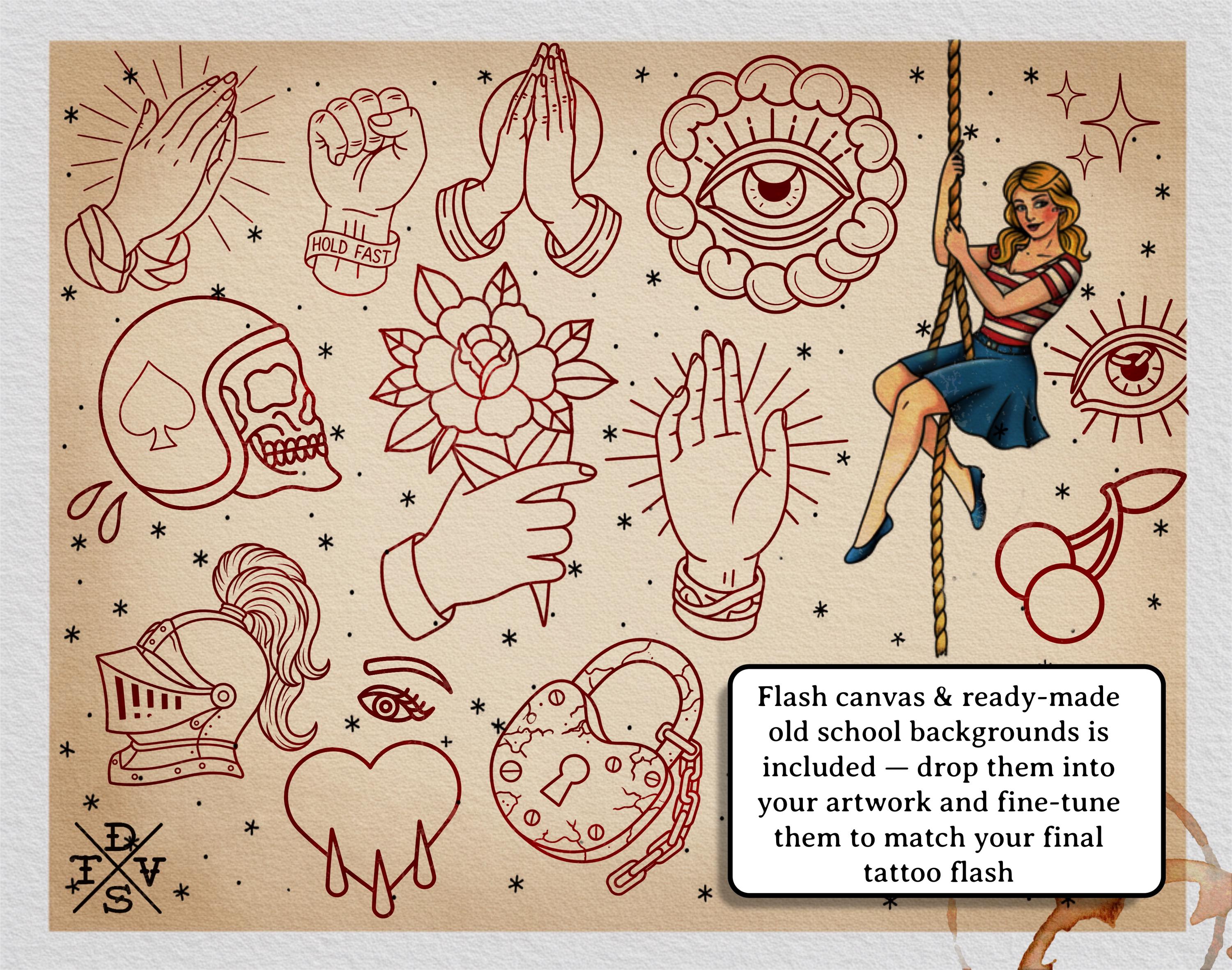 Traditional Tattoo Toolkit for Procreate, Build Your Own Designs, American Traditional Flash Brush Set