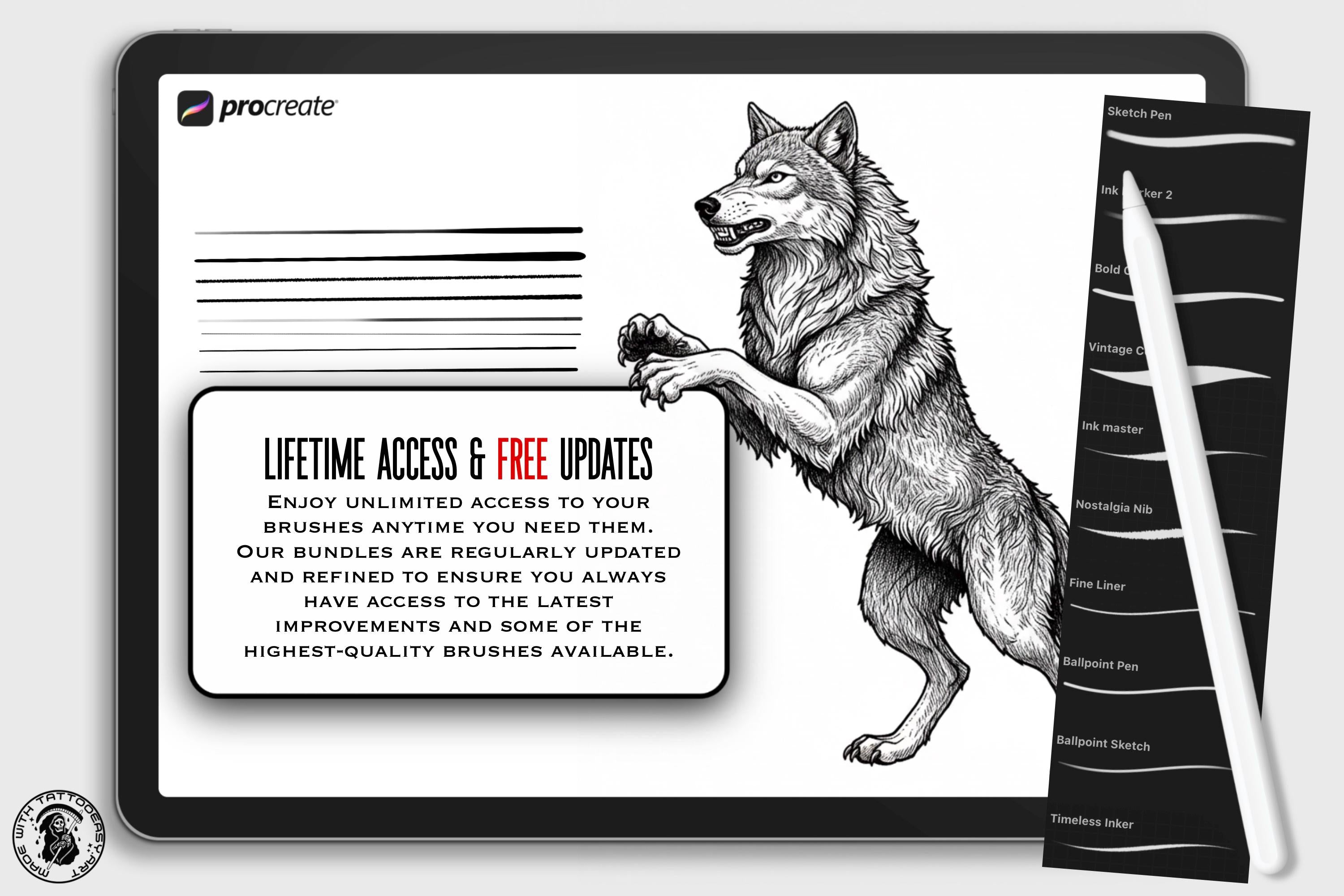 Procreate Brush Bundle: Outline Studio, Real Ink & Penmanship Brushes ( digital download )