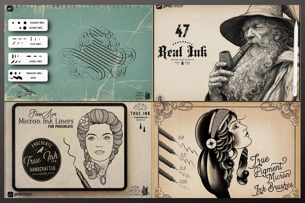 Procreate Brush Bundle: Outline Studio, Real Ink & Penmanship Brushes ( digital download )