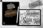 Procreate Tattoo Lettering Kit, Chicano Blackletter Fonts, 1200+ Stamps & Brushes