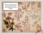 Traditional Tattoo Toolkit for Procreate, Build Your Own Designs, American Traditional Flash Brush Set