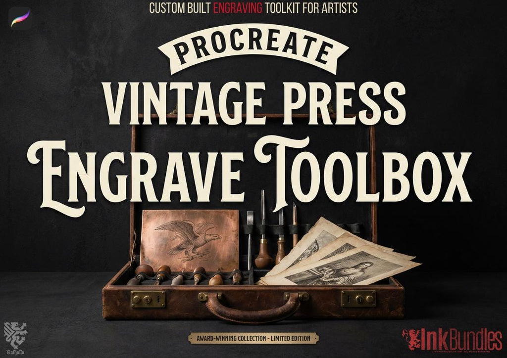 Vintage Press Procreate Brushes: 200 Retro Printmaking & Engraving Textures