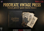 Vintage Press Procreate Brushes: 200 Retro Printmaking & Engraving Textures