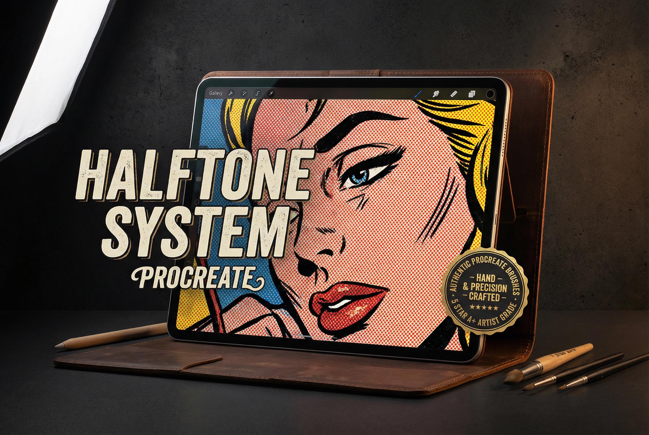Procreate, 101 Halftones, unique halftone textured brush bundle for Procreate, 100% custom work
