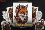Neo Traditional Animal Tattoo Design Reference Kit, Procreate Brushset & PNG, Flash Stamps for Artists
