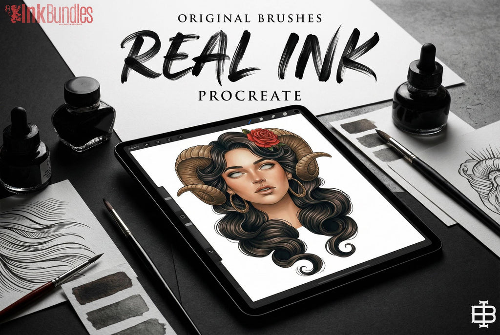 Procreate, Real Ink, custom brushes, canvases & textures