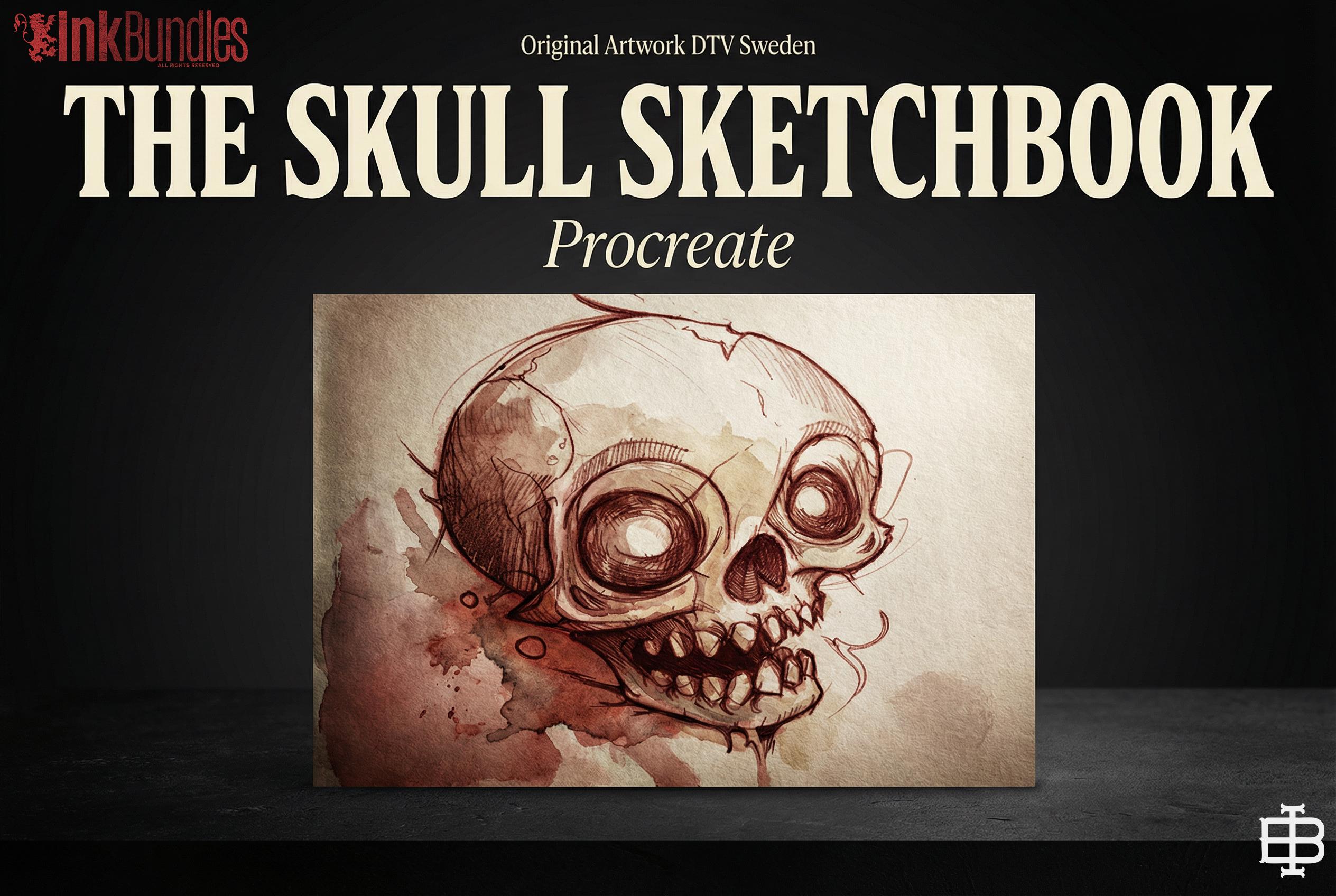 Skull Sketchbook: 500+ Procreate Stamps, Tattoo Art Reference (Digital Download)