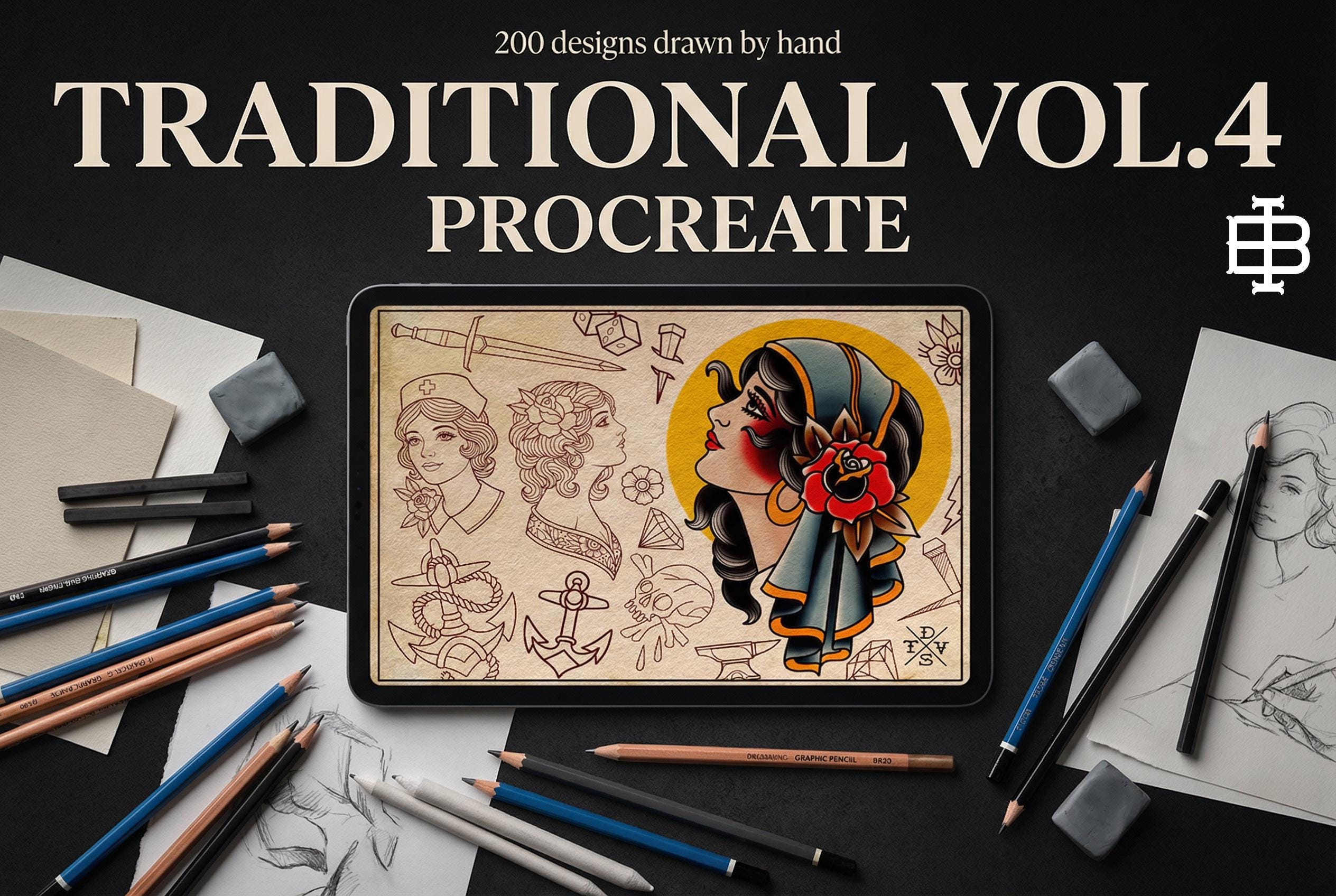 Procreate, Tattoo ideas vol.2 & vol.3 ~ 200+ custom designs