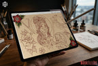 Procreate Traditional tattoo art XL, 600+ designs drawn by handmade ( digital download for Procreate )