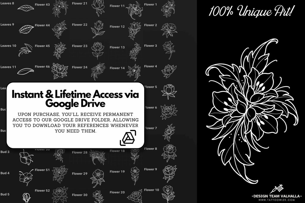 Neo-traditional flowers 1 - custom art, digital download Procreate/Photoshop/vector Stencils